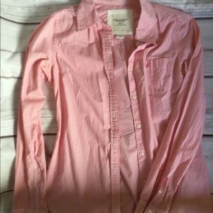 AE Red striped button down shirt size 2